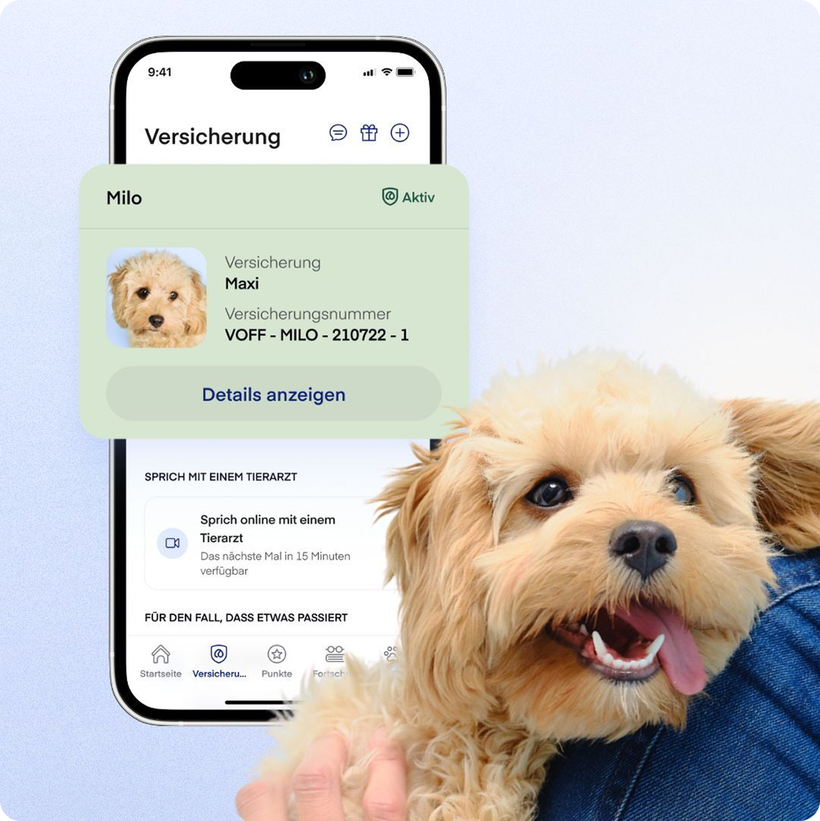 Versicherungsprofil von Hund Milo
