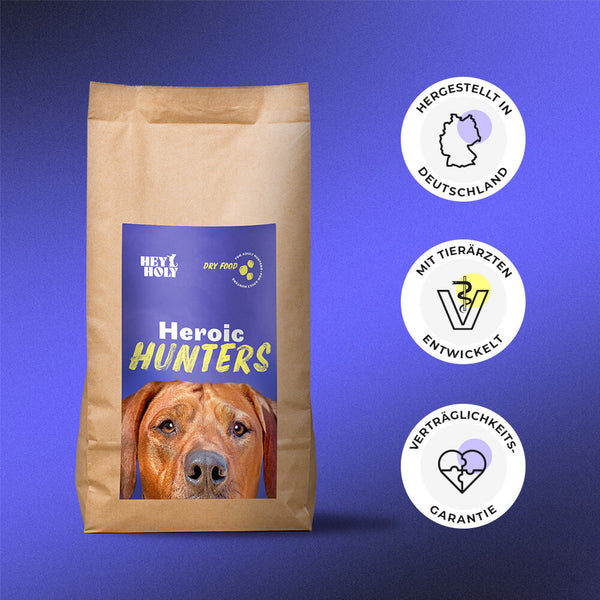 HEY HOLY Heroic Hunters Trockenfutter für große Jagdhunde