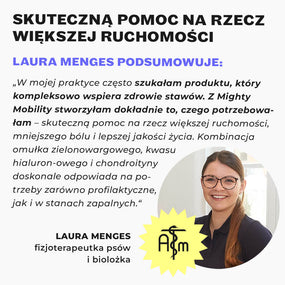 Laura Menges, zoofizjoterapeutka, poleca Mighty Mobility na zdrowe stawy psa