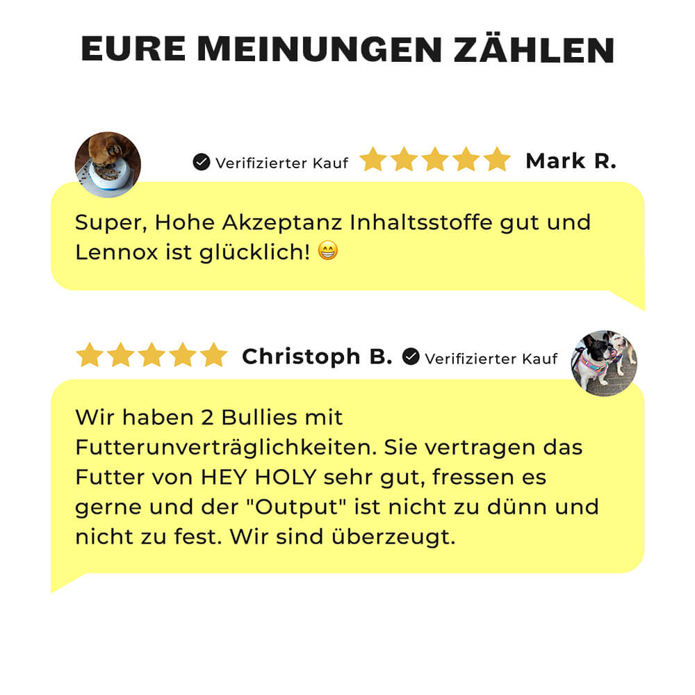 5-Sterne Kundenbewertungen für Beautiful Bulldogs Trockenfutter für Bulldoggen