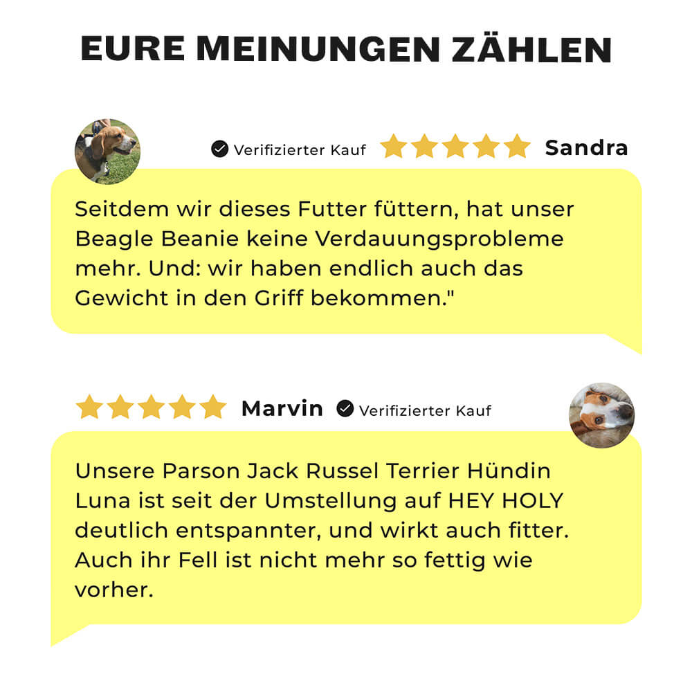 5-Sterne Kundenbewertungen für Hearty Hunters Trockenfutter für kleine Jagdhunde